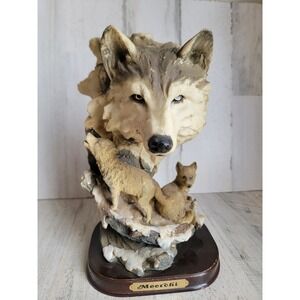 Meerchi wolf sculpture pups unique spirit home decor resin sculpture dog